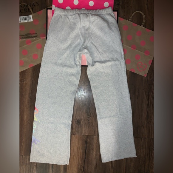 NEW VS PINK Size SMALL Grey with Rainbow Script Logo Boyfriend Sweatpant. - Picture 9 of 11